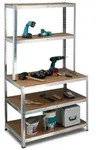 Relaxdays Schwerlastregal mit Werkbank Braun,Silber