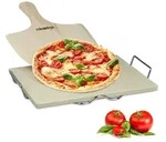 Relaxdays Pizzastein Set 1,5 cm Hellbraun,Silber