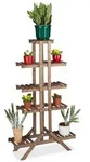 Relaxdays Blumentreppe 5 Ebenen Dunkelbraun