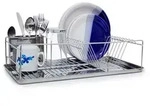 Relaxdays Abtropfgestell mit Besteckkorb XL Silber