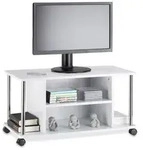 Relaxdays Fernsehtisch wei&szlig; mit Rollen Wei&szlig;,Schwarz,Silber