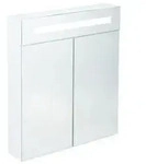 Relaxdays LED Spiegelschrank mit 2 T&uuml;ren Wei&szlig;,Transparent