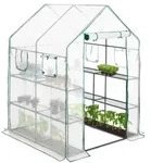 Relaxdays Begehbares Gew&auml;chshaus mit 4 Fenstern Dunkelgr&uuml;n,Transparent