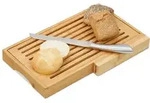 Relaxdays Brotschneidebrett mit Messer Hellbraun,Silber