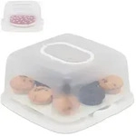 Relaxdays Eckige Kuchenbox Wei&szlig;,Transparent