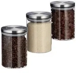 Relaxdays Vorratsglas 3er Set je 750 ml Silber,Transparent