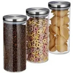 Relaxdays Vorratsglas 3er Set je 1,3 Liter Silber,Transparent