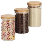 Relaxdays 3er Set Vorratsdosen aus Glas 800 ml Hellbraun,Transparent