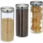 Relaxdays Vorratsglas 3er Set 1,5 Liter Silber,Transparent
