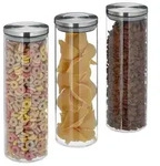 Relaxdays Vorratsglas 3er Set 1,6 Liter Silber,Transparent