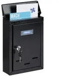 Relaxdays Briefkasten mit Namensschild Schwarz