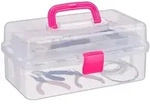 Relaxdays Aufbewahrungsbox mit 9 F&auml;chern Pink,Transparent