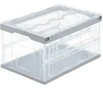 Relaxdays Transparente Transportbox mit Deckel Transparent,Grau