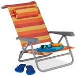 Relaxdays Klappbarer Liegestuhl mit Nackenkissen Gelb,Orange,Rot