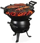 Relaxdays Grillfass aus Gusseisen Schwarz
