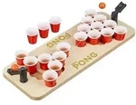Relaxdays Mini Beer Pong mit roten Bechern Wei&szlig;,Hellbraun,Rot