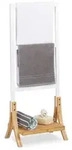 Relaxdays Handtuchhalter stehend dreiarmig Wei&szlig;,Hellbraun