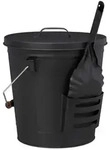 Relaxdays Ascheeimer mit Deckel und Schaufel Braun,Schwarz,Silber
