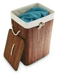 Relaxdays W&auml;schekorb Bambus eckig Braun,Creme