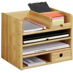 Relaxdays Schreibtisch Organizer Bambus Hellbraun