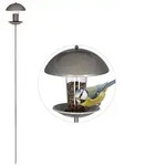 Relaxdays Vogelfutterspender mit Stab Silber,Transparent