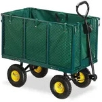 Relaxdays Gartenwagen hoch Dunkelgr&uuml;n,Gelb,Schwarz