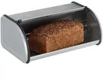 Relaxdays Brotkasten Edelstahl Schwarz,Silber