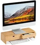 Relaxdays Monitorst&auml;nder Bambus Hellbraun