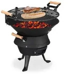 Relaxdays Grillfass Gusseisen Hellbraun,Schwarz