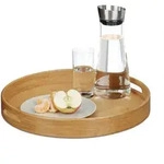 Relaxdays Serviertablett Bambus rund Hellbraun