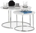 Relaxdays Beistelltisch 2er Set Satztisch Wei&szlig;,Silber