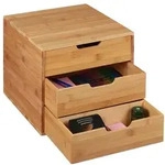 Relaxdays Schreibtisch Organizer 3 Schubladen Hellbraun