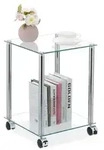 Relaxdays Glas Beistelltisch mit Rollen Schwarz,Silber,Transparent