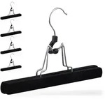Relaxdays Hosenb&uuml;gel Samt 5er Set Schwarz,Silber