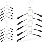 Relaxdays Mehrlagiger Kleiderb&uuml;gel im 3er Set Schwarz,Silber