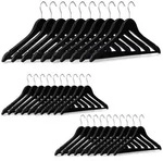 Relaxdays Kleiderb&uuml;gel Holz 30er Set Schwarz,Silber