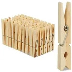 Relaxdays W&auml;scheklammern Holz 100er Set Hellbraun