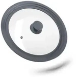 Relaxdays Topfdeckel 26-30 cm mit Silikon Transparent,Grau