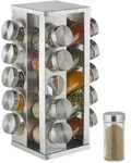 Relaxdays Gew&uuml;rzkarussell eckig mit 20 Gl&auml;sern Silber,Transparent