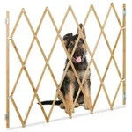 Relaxdays Ausziehbares Hundeabsperrgitter in Natur Hellbraun