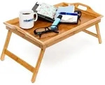Relaxdays Betttablett Bambus lackiert klappbar Hellbraun