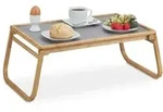 Relaxdays Betttablett klappbar Bambus Hellbraun,Grau