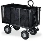 Relaxdays Hoher Handwagen f&uuml;r den Garten Schwarz,Silber