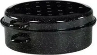 KARL KR&Uuml;GER G&auml;nsebr&auml;ter oval 4,5 l &Oslash;34cm emailliert schwarz/wei&szlig; gesprenkelt