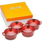 Le Creuset Mini Cocotte 4er Set 10 cm 0,2 l Kirschrot