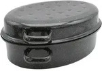 KARL KR&Uuml;GER G&auml;nsebr&auml;ter oval 10,5 l &Oslash;42cm emailliert schwarz/wei&szlig; gesprenkelt