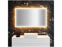 neoro n60 Spiegelschrank B: 140 cm mit 3 Türen, mit umlaufender Beleuchtung,...