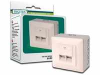 DIGITUS DN-9002-N, DIGITUS CAT 5e wall outlet, shielded, 2x RJ45 8P8C, LSA, pure