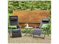 Gartenmöbel Premium-Set 4tlg. mit 2 Relaxsesseln, Hocker & Tischplatte