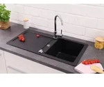 K&uuml;chensp&uuml;le Einbausp&uuml;le Granit Sp&uuml;lbecken Sp&uuml;le 86 x 43 Schwarz Respekta...